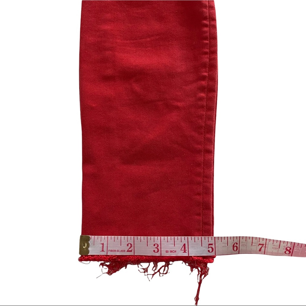 Mother USA Looker Ankle Fray Blowout Red Wash Denim Mid-Rise Raw Hem Jean 25x26 - Picture 11 of 15